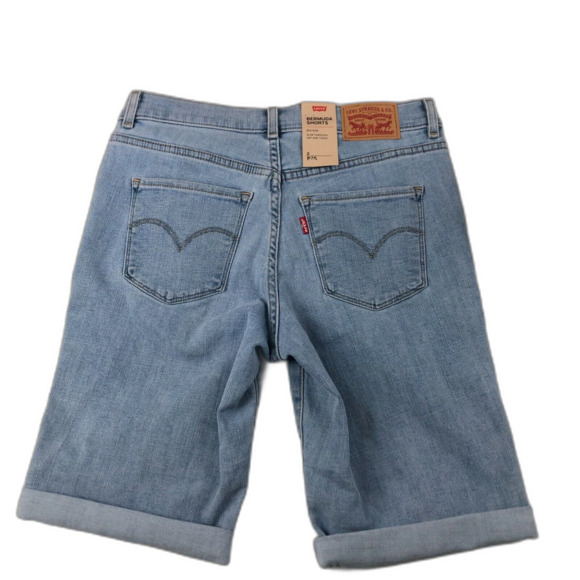 Levi's Oahu Morning Dew Bermuda Shorts Women's Size 26 Mid Rise Sculpt - Picture 5 of 6